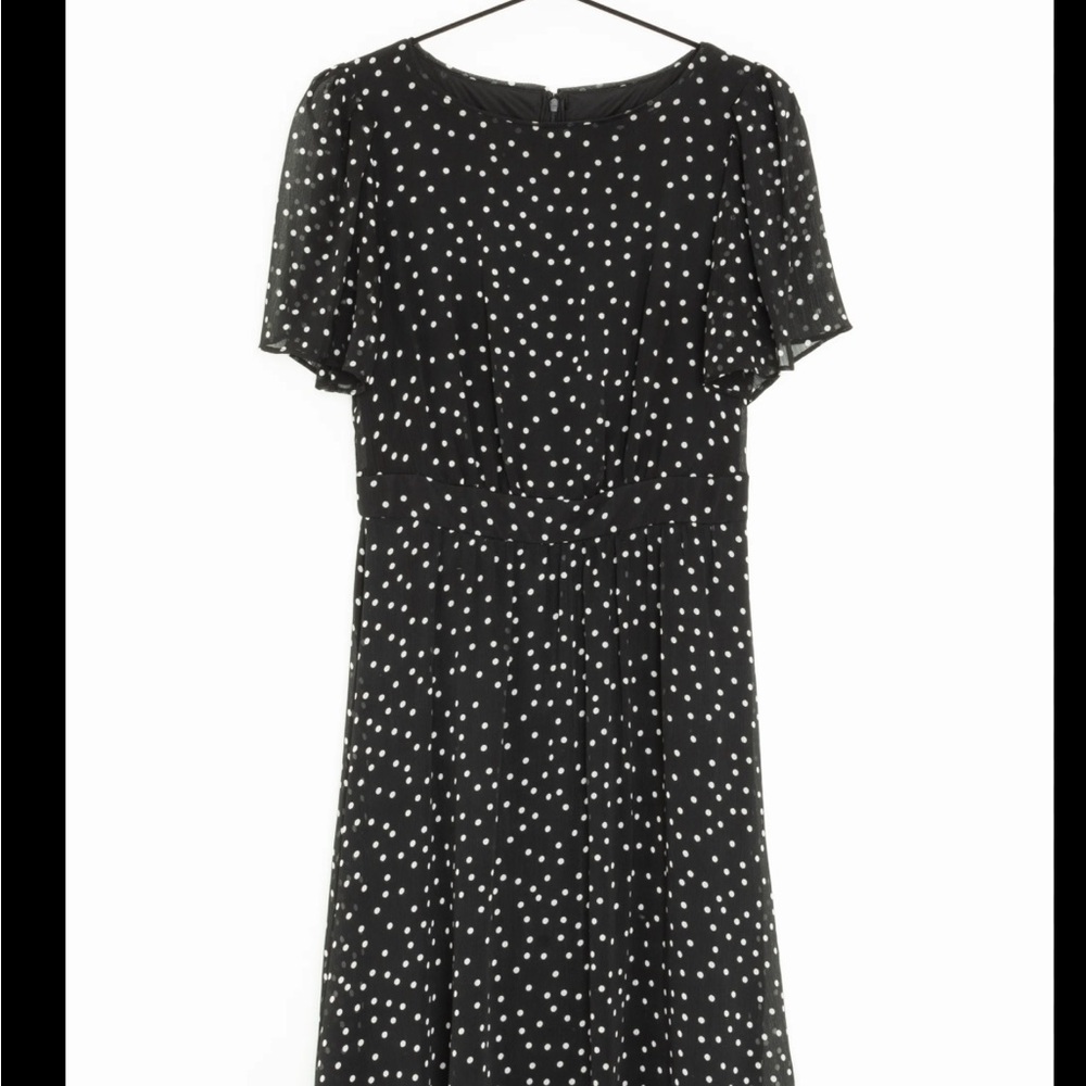 DKNY Black and White Flutter Sleeve Sundress